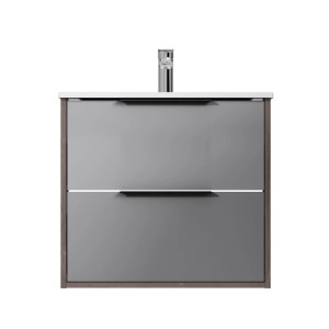 AM.PM Waschtischunterschrank mit Becken, grau matt, 60 cm, 2 Schubladen. Einzelwaschtisch für Badezimmer.