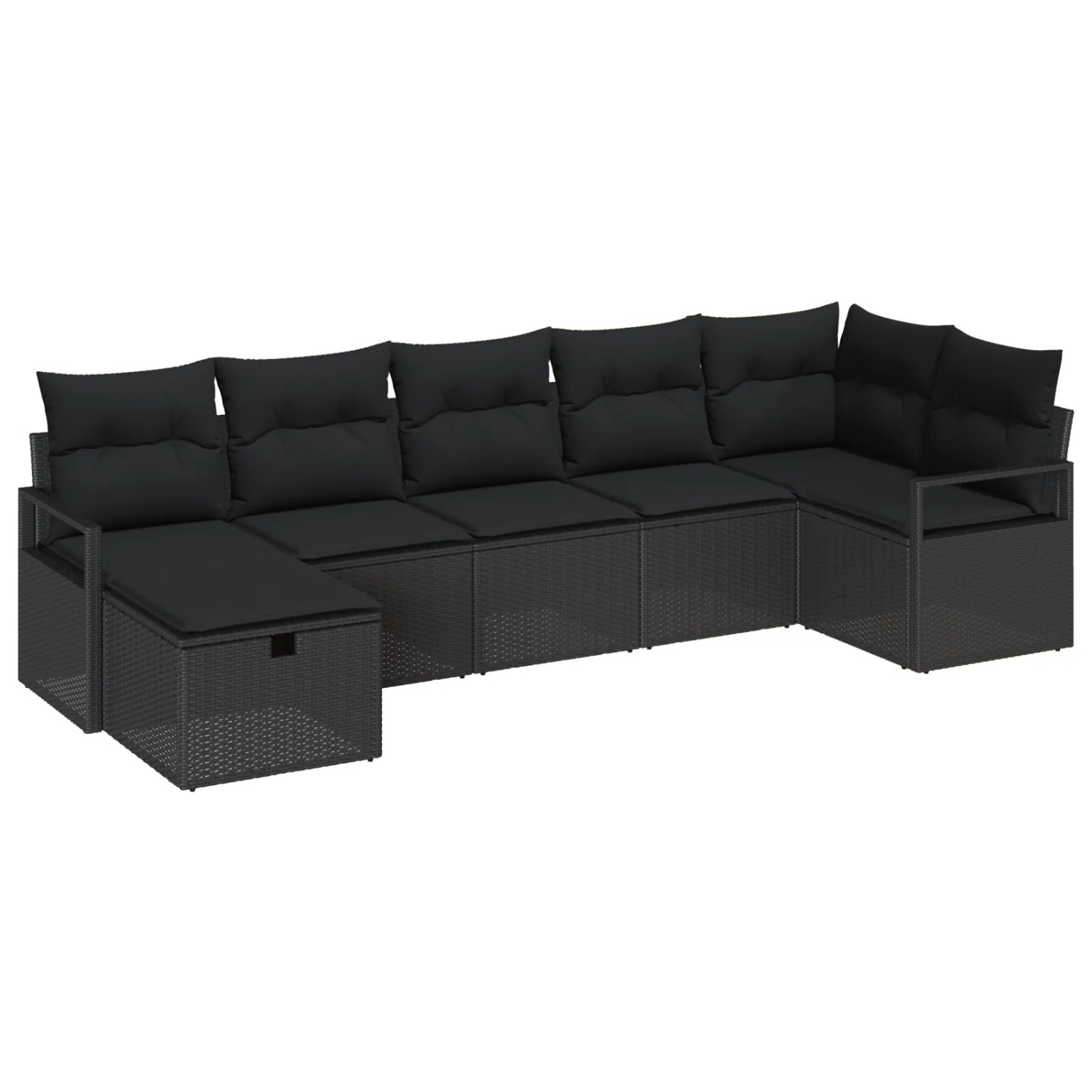 vidaXL 7-Tlg Garten-Sofagarnitur mit Kissen Schwarz Poly Rattan 3360534 günstig online kaufen