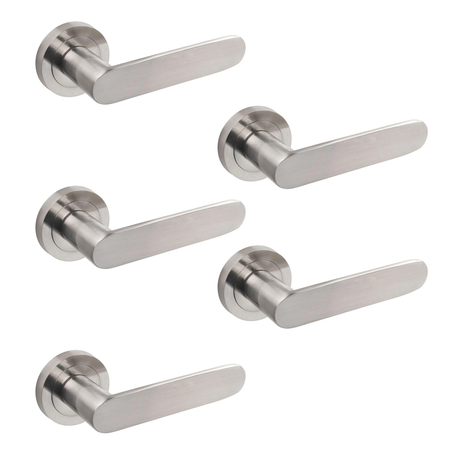 Emuca Satz von 5 Bunbury-Griffe für Innentüren mit Rosette D50 mm Aluminium Schwarz