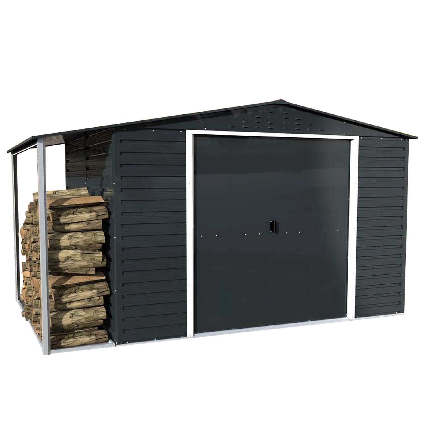 DURAMAX Metall-Gerätehaus Alpine 3x2,4m mit Anbau in Anthrazit günstig online kaufen