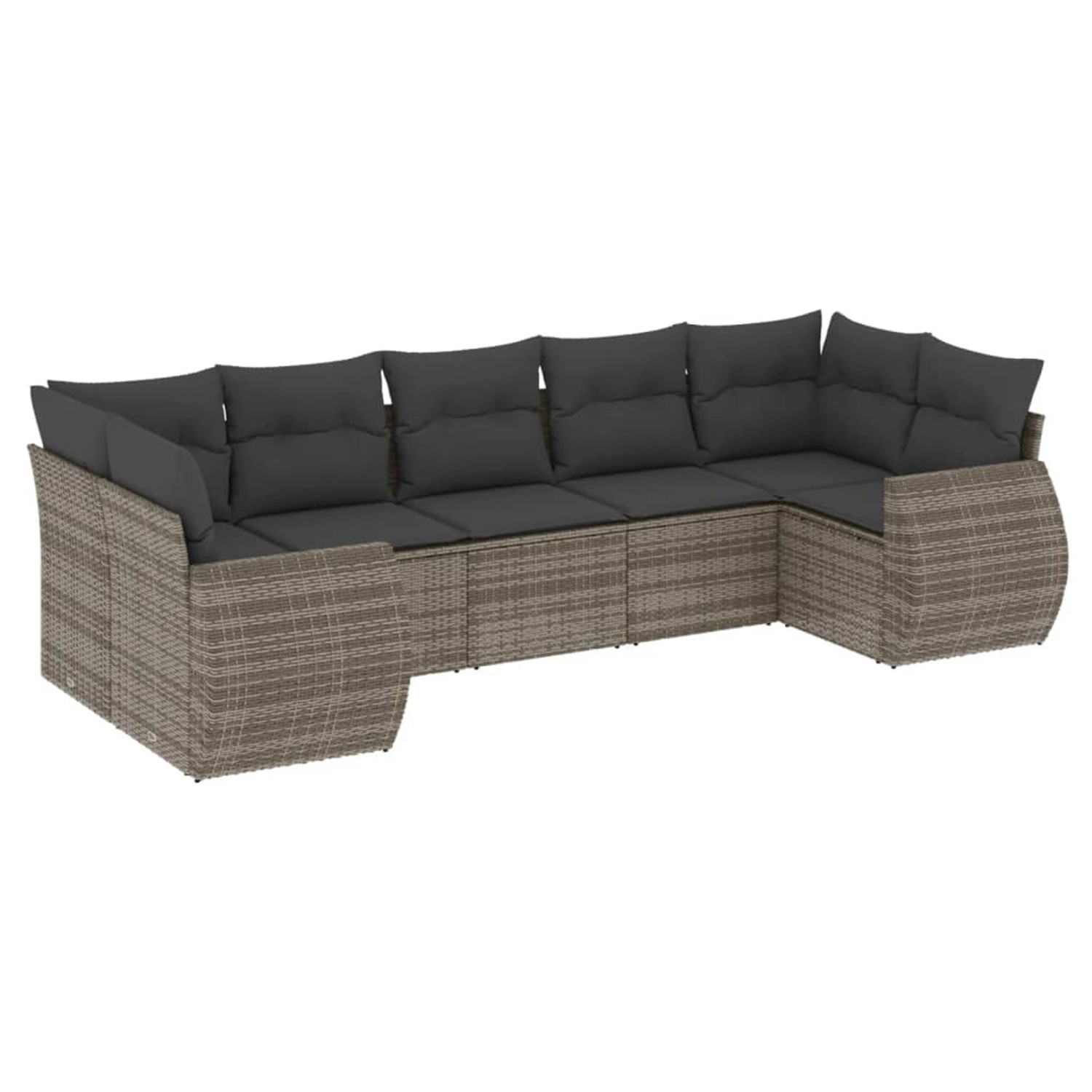 vidaXL 7-Tlg Garten-Sofagarnitur mit Kissen Grau Poly Rattan 3254127 günstig online kaufen