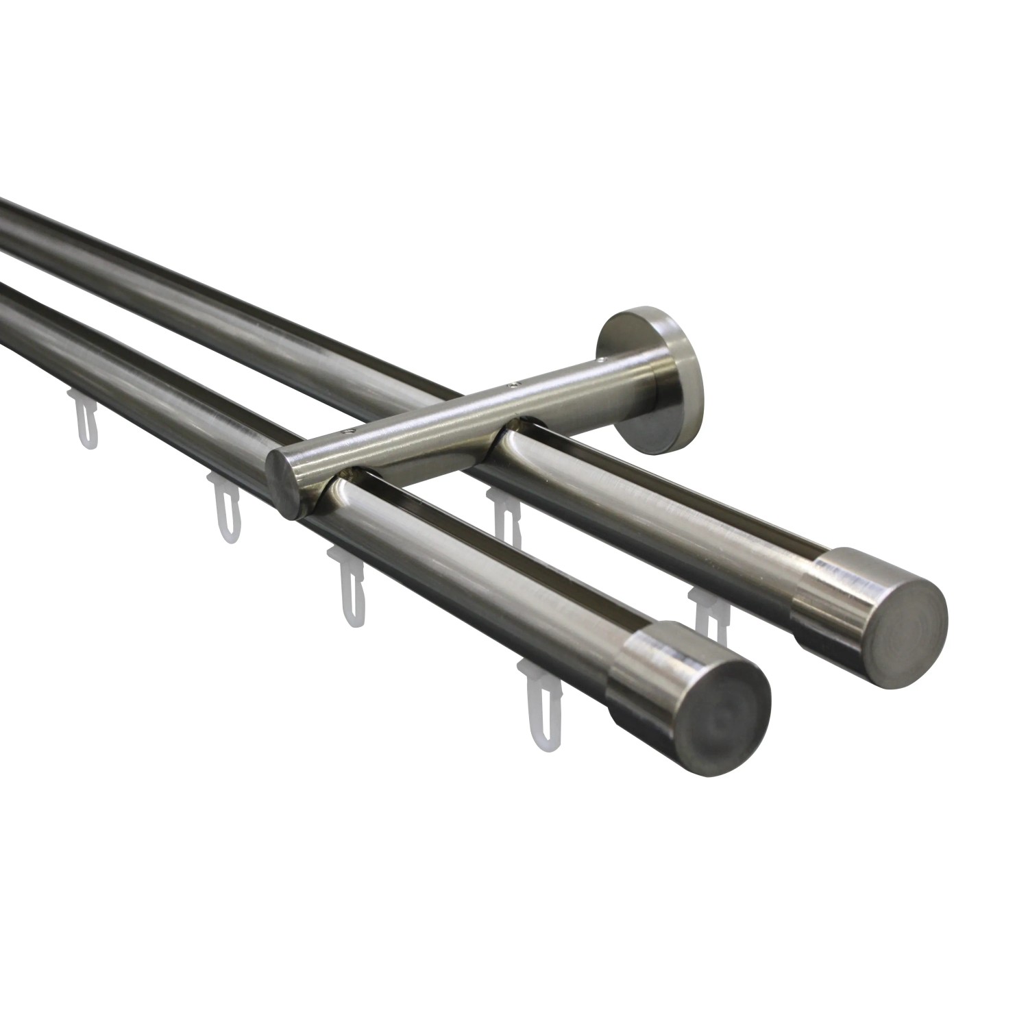 Thumbnail - Gardinia Gardinenstangen-Set Isa 2-läufig Innenlauf II Ø 20 mm 220 cm Edelstahl