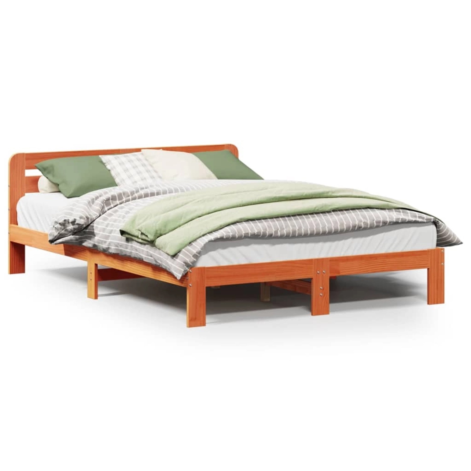 vidaXL Massivholzbett ohne Matratze Wachsbraun 140x200 cm Kiefernholz 85555 günstig online kaufen