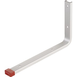 Gerader Wandhalter aus Aluminium mit roter Gummikappe, Tragkraft 10 kg.