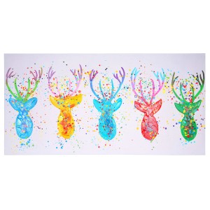 Handgemaltes Ölgemälde "Hirsche II" als farbenfrohe Wanddekoration.