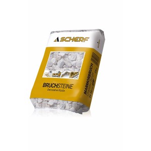 Sack Marmorbruch Chateau-Beige, 25-50mm, 25kg. Zierkies für Gartenwege und Gabionen.
