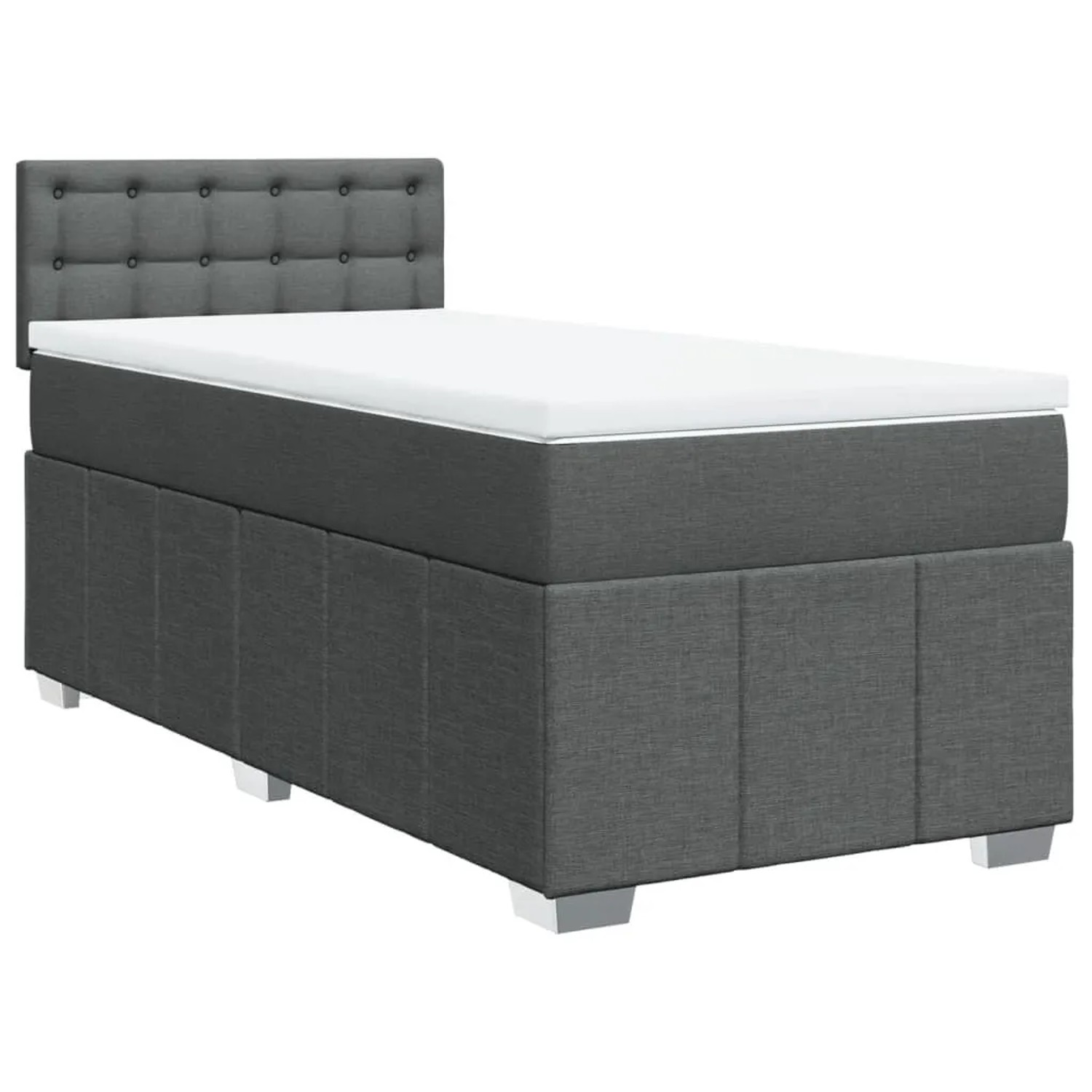 vidaXL Boxspringbett mit Matratze Dunkelgrau 100x200 cm Stoff 3289294