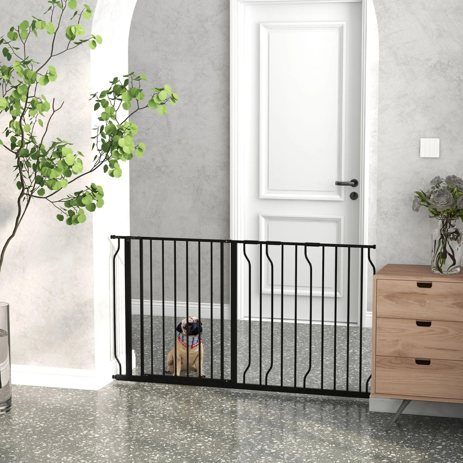 PawHut Hunde Türschutzgitter 75-145 cm_2
