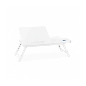 Relaxdays Laptoptisch Bambus Weiß Klappbar Höhenverstellbar 24 cm x 60 cm x 35 cm 2,5 kg