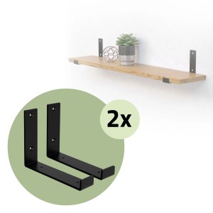 ML-Design Regalhalterung, 4er Set, 20x4x14cm, schwarz, Metall, L-Form, zur Wandmontage von Regalböden.