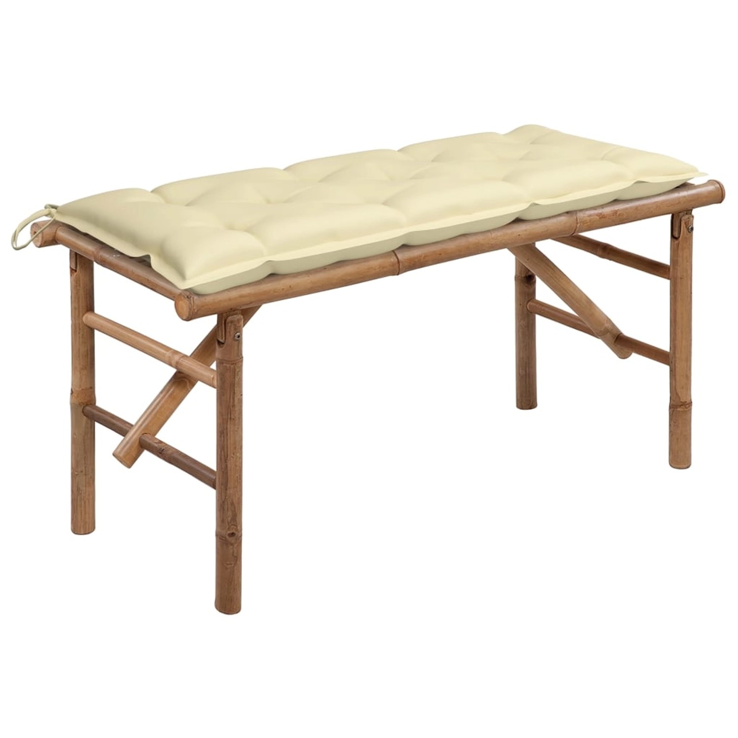 furnicato Klappbare Gartenbank mit Auflage 118 cm Bambus günstig online kaufen