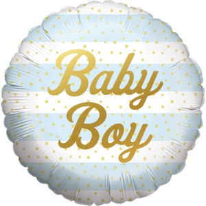 Party Factory Folienballon Baby Boy Rund Hellblau Ø 45 cm