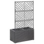 Schwarzes vidaXL Hochbeet mit Rankgitter und 2 Töpfen aus Poly Rattan, 58x30x107 cm.