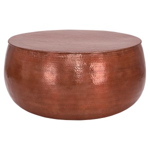 Runder Couchtisch im Kupfer Hammerschlag-Design (90x45 cm) von Womo-Design.