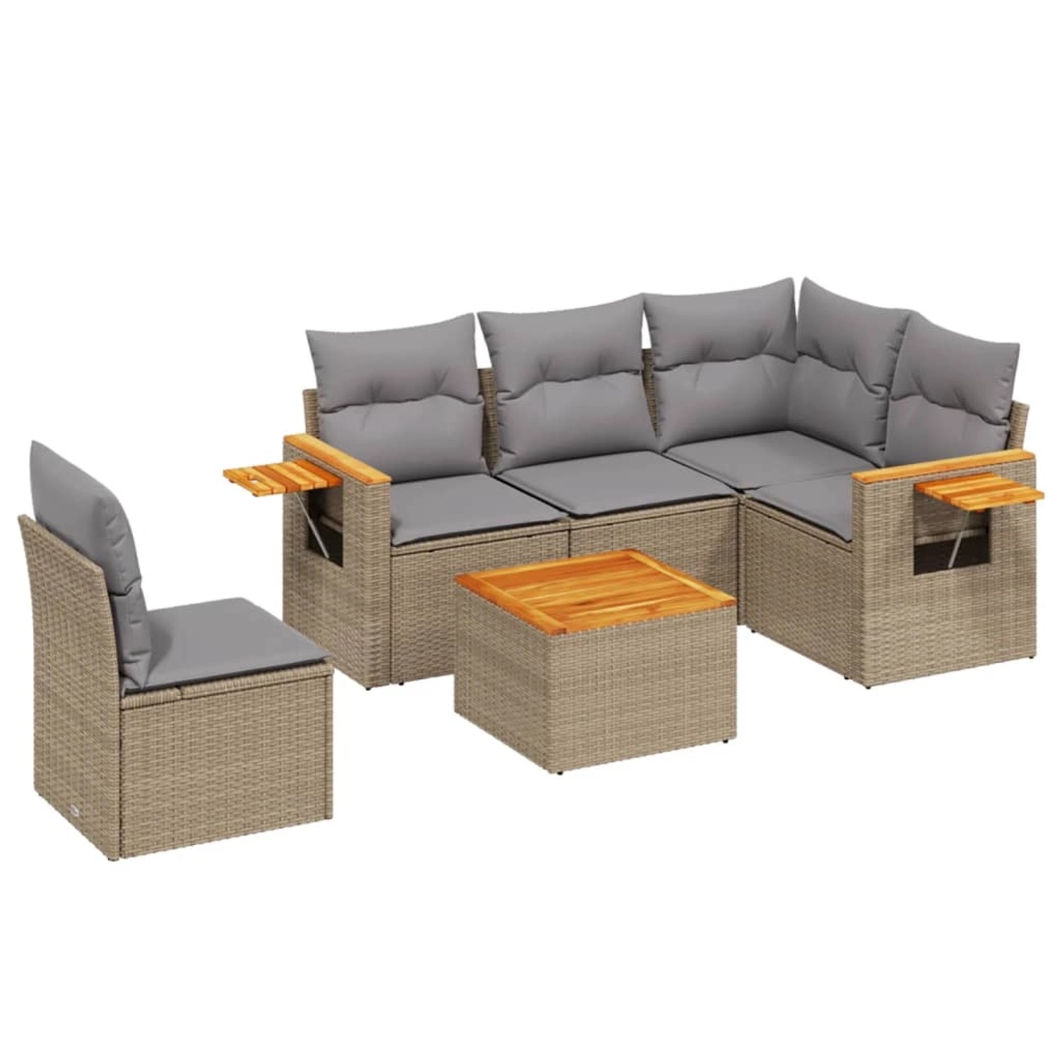 vidaXL 6-Tlg Garten-Sofagarnitur mit Kissen Beige Poly Rattan 3259224 günstig online kaufen