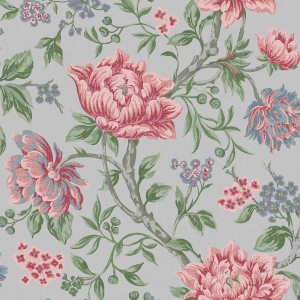 Laura Ashley Vliestapete Tapestry Floral Slate Grey mit Blumenmuster.