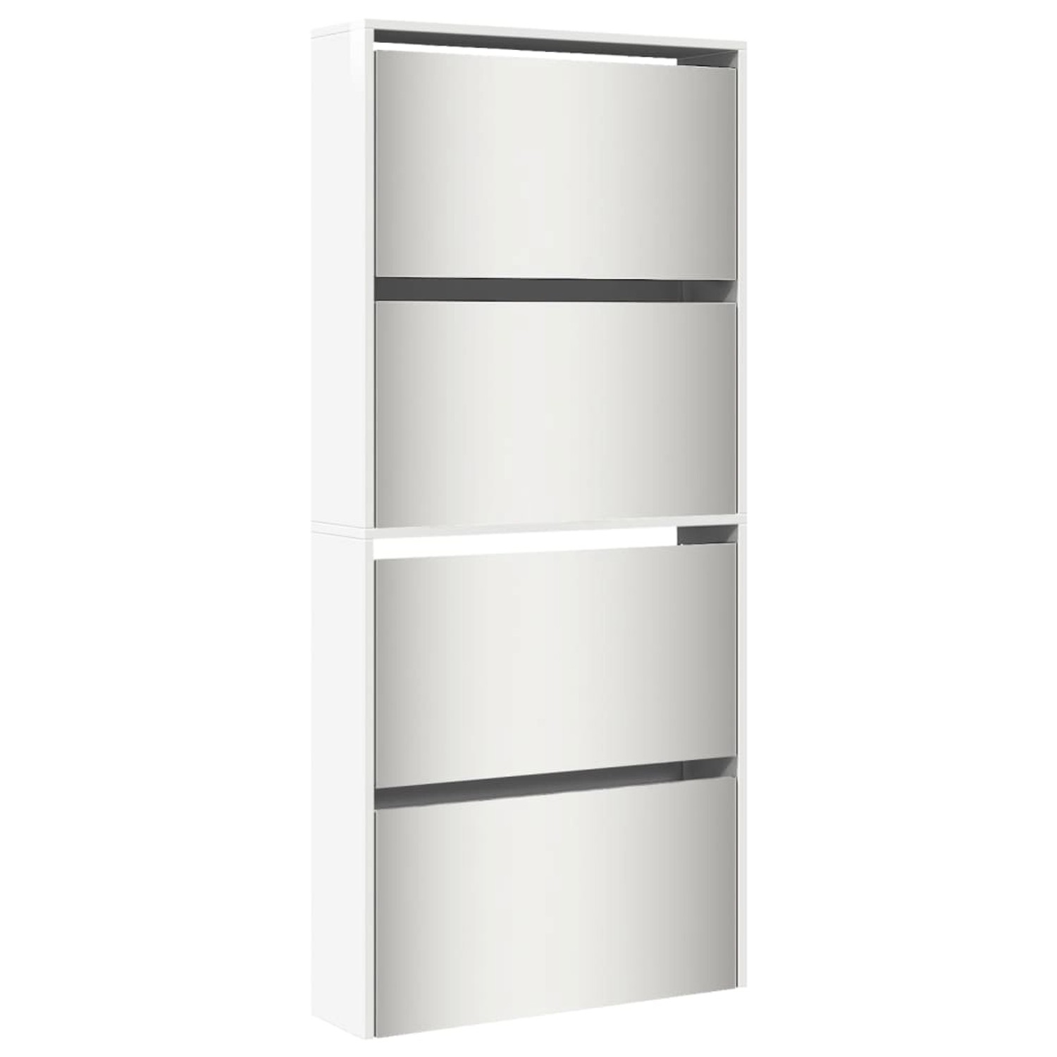vidaXL Schuhschrank mit Spiegel 4 Fächer Hochglanz-Weiß 63x17x134 cm 322827 günstig online kaufen