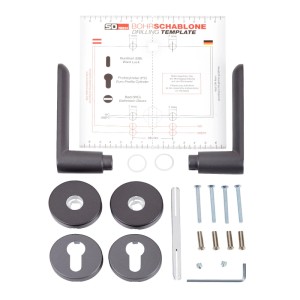 SOTECH Türdrücker SAM Anthrazit Rosettengarnitur PZ, Bohrschablone & Befestigungsmaterial. Modernes Aluminium-Set.