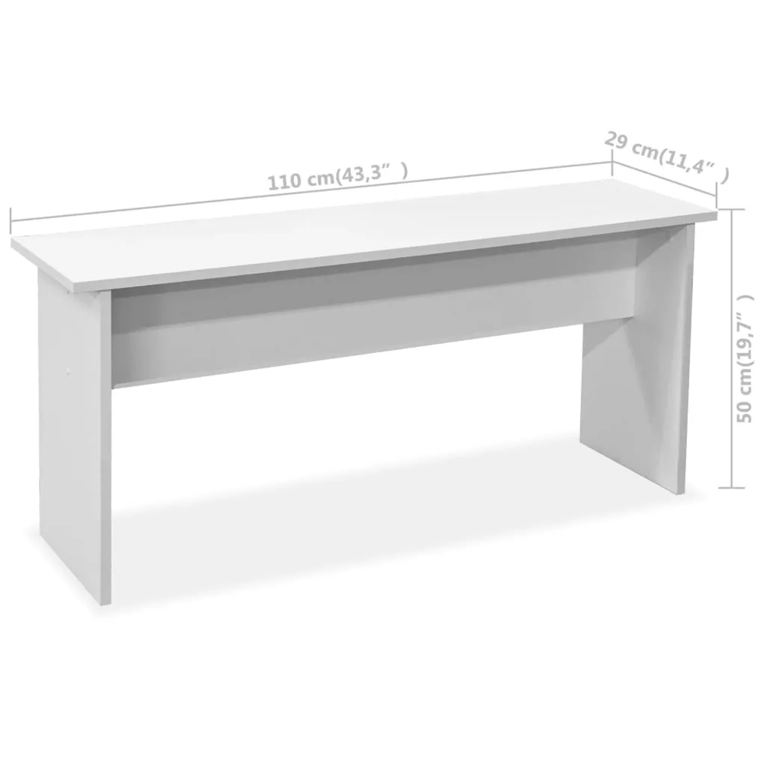 vidaXL Essgruppe, 3-teilig, weiß. Tisch und Bänke aus Holzwerkstoff. Ideal für kleine Küchen.