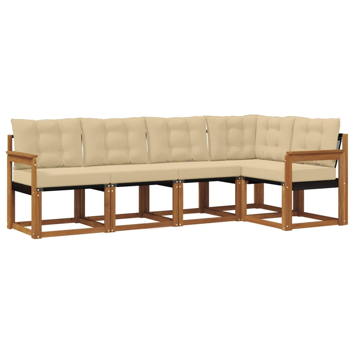vidaXL Outdoor-Sofagarnitur mit Kissen 5-Tlg Natur und Beige 3368660