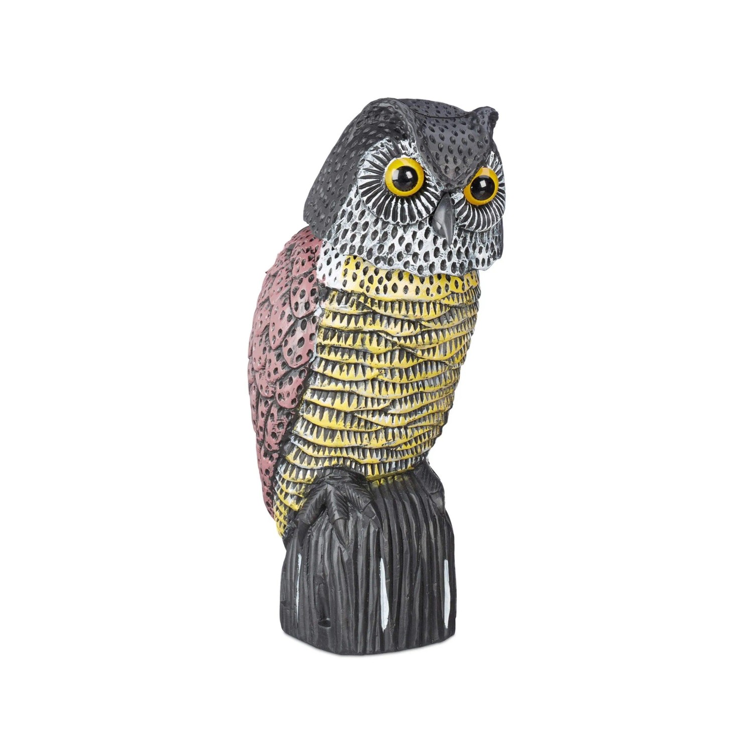 Relaxdays Vogelschreck Eule Kunststoff Mehrfarbig mit Standfuß Wackelnder Kopf 38 cm x 16 cm x 18 cm 0,4 kg