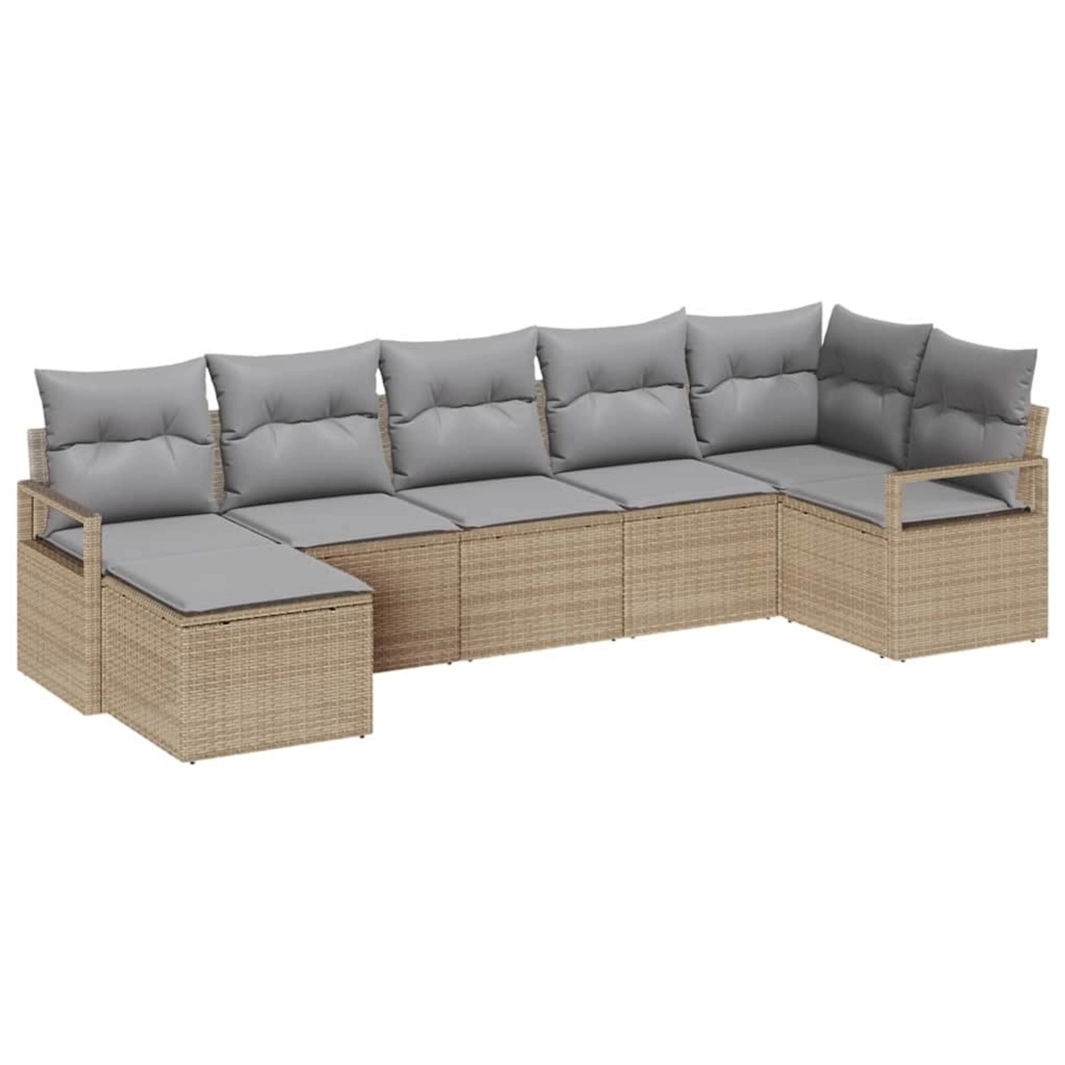 vidaXL Garten-Sofa-Set 7-Tlg Beige Poly Rattan 3346470 günstig online kaufen