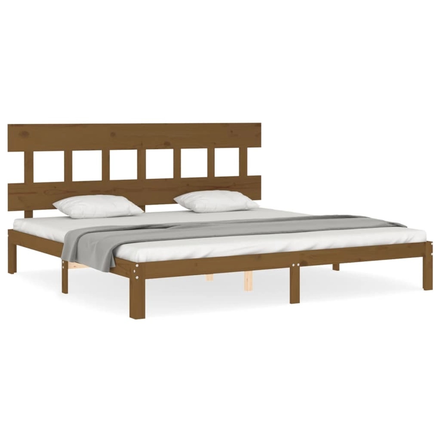 vidaXL Massivholzbett mit Kopfteil Honigbraun 200x200 cm 3193619 günstig online kaufen