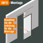 Montagehinweis für Loft+Mehr Schiebetür-Set mit Klarglas. Beachten Sie die Anleitung.