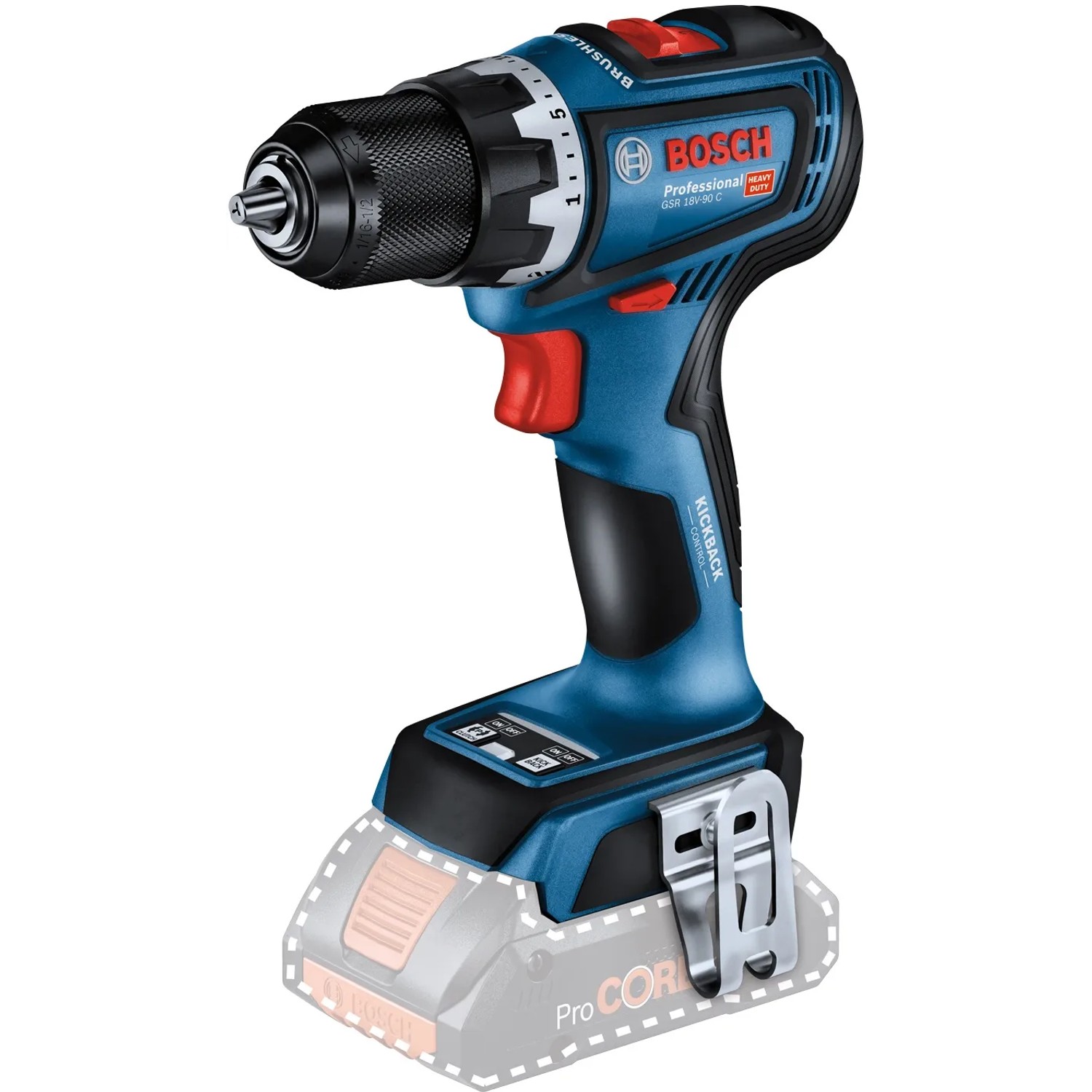 Bosch Professional Akku-Bohrschrauber GSR 18V-90 C Solo mit L-Boxx, blau/schwarz.