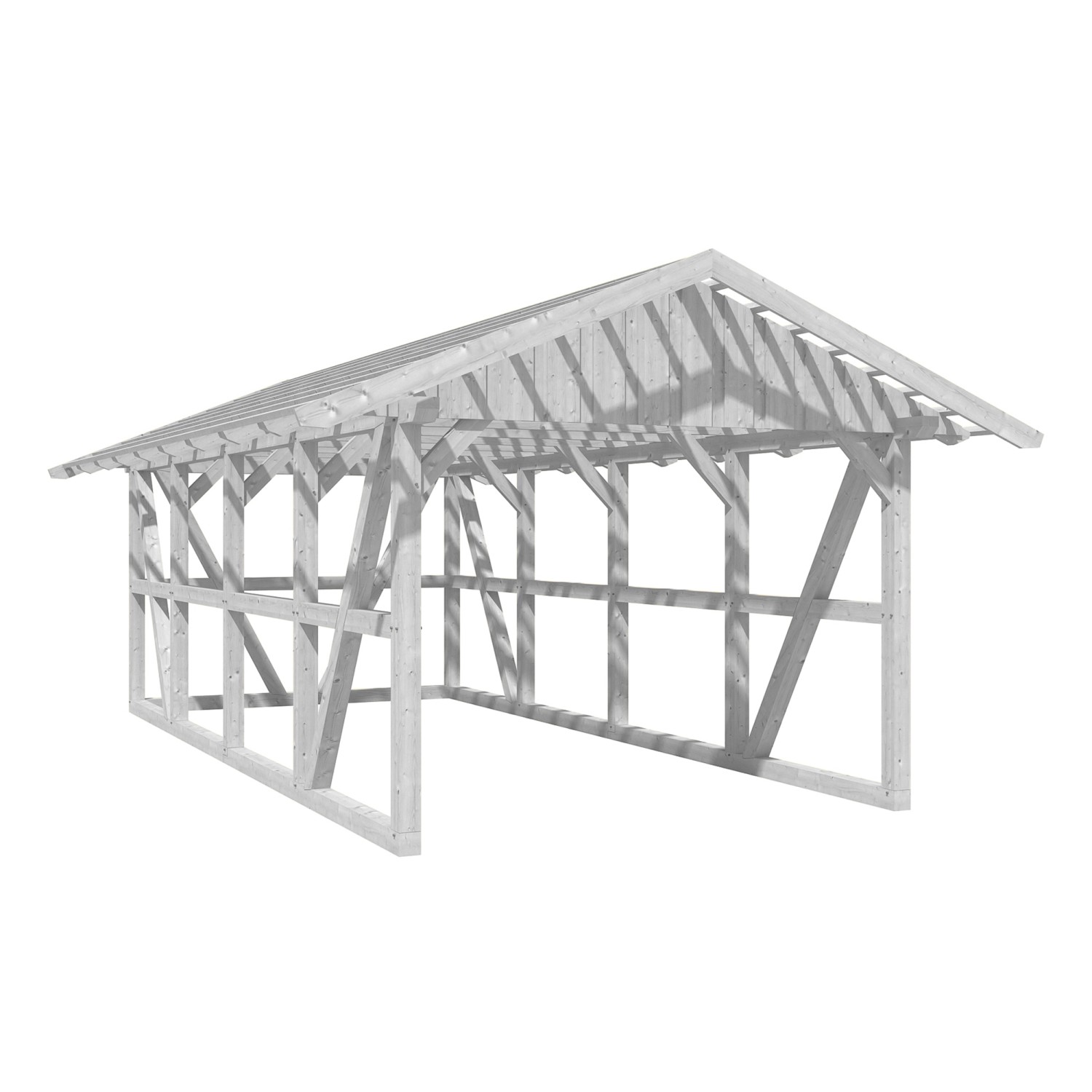 Skan Holz Carport Schwarzwald m. Dachlattung u. Rückwand 424 x 772 cm Weiß günstig online kaufen