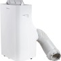 Weiße Midea Mobile Klimaanlage Silent Cool 26 Pro WF mit Abluftschlauch.