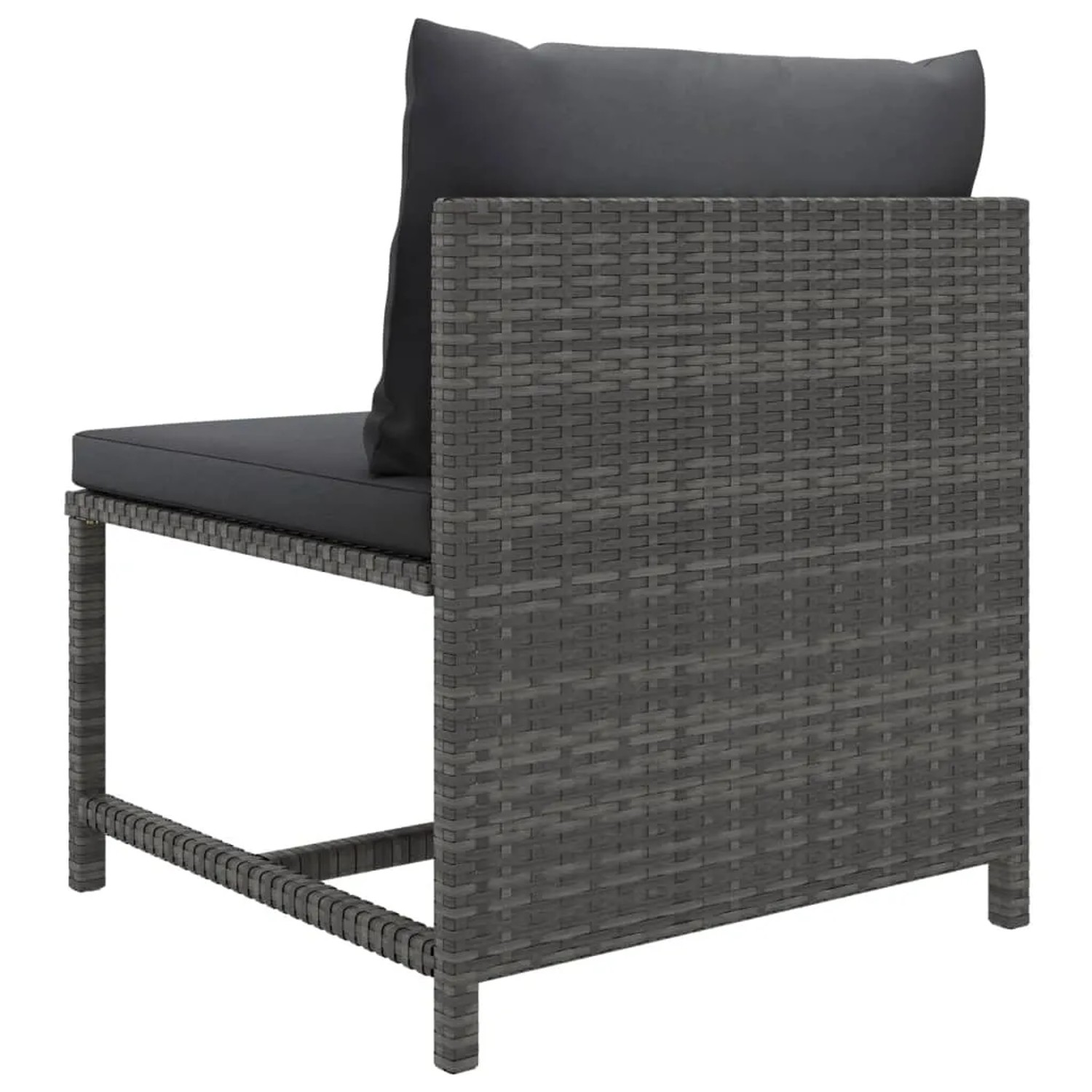 Graues vidaXL Gartenmöbel Lounge-Set Eckteil mit anthrazitfarbenen Kissen aus Polyrattan.