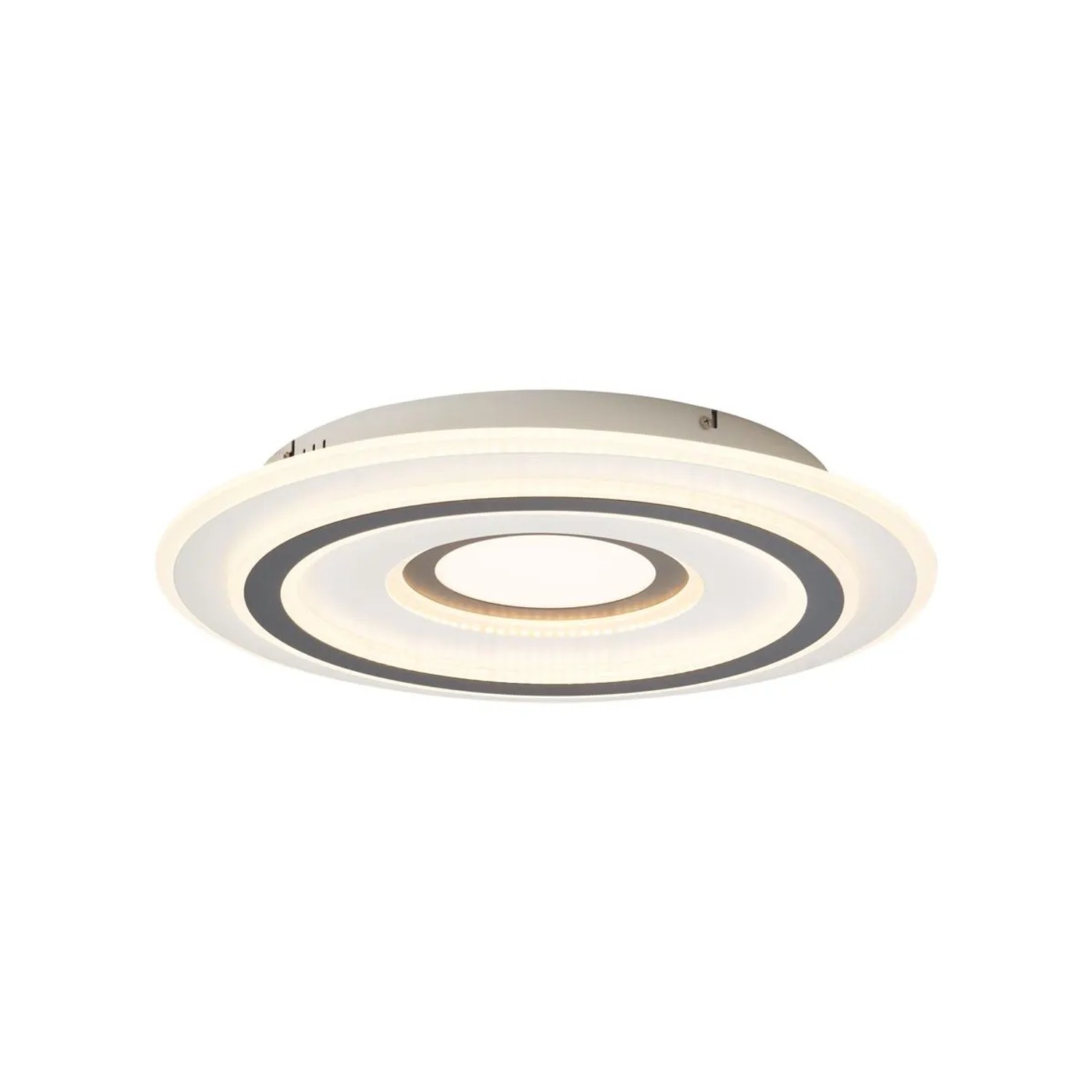QAZQA Design Deckenleuchte Weiß mit Dunkelgrau Rund inkl  LED Dimmbar Taylor