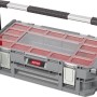 Keter Connect System Cantilever Sortimentskasten, grauer Werkzeugkoffer mit Tragegriff und transparentem Deckel.