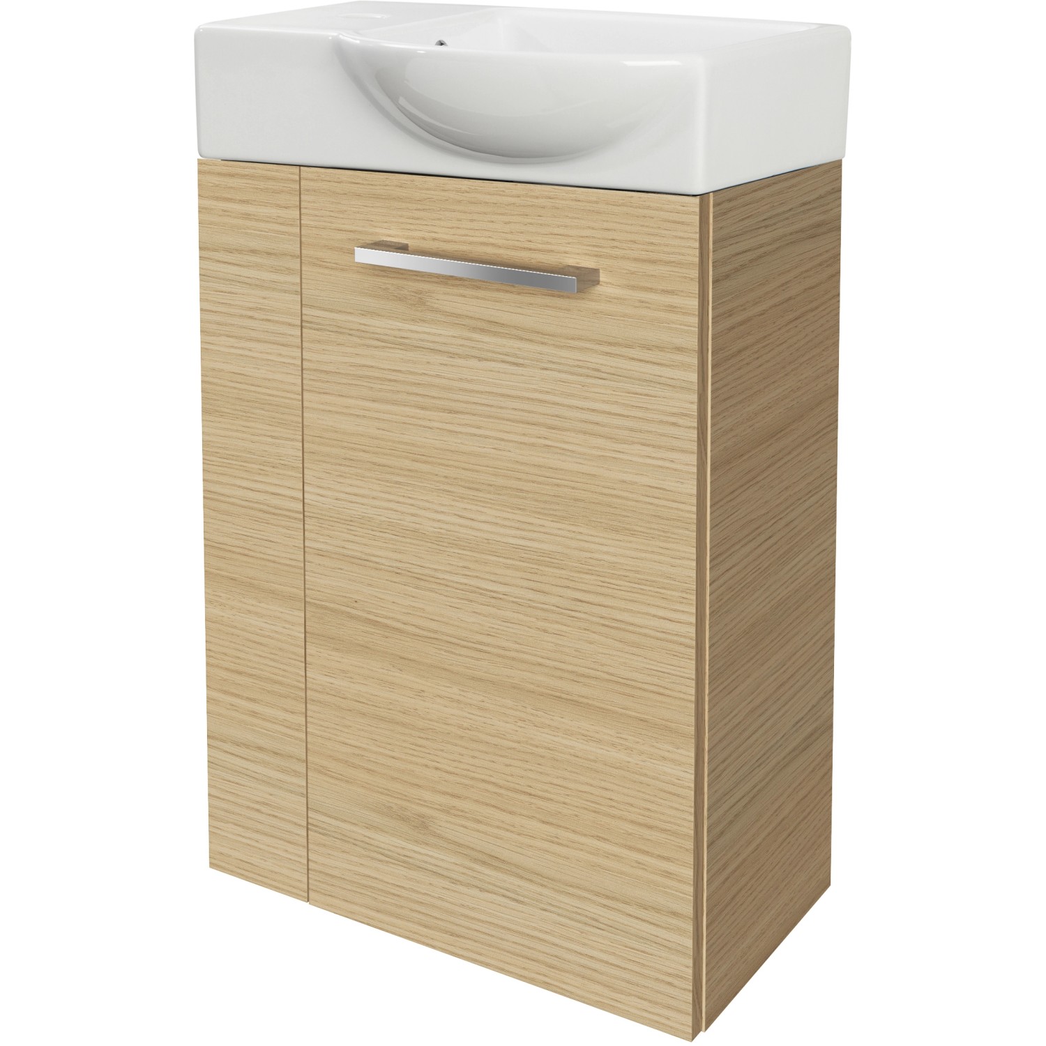 Fackelmann Waschbeckenunterschrank SBC Sandeiche, 44 cm breit, mit Waschbecken.