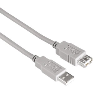Graues Hama USB 2.0 Verlängerungskabel, 1,8 m lang, mit USB-A Stecker und Kupplung.