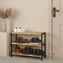 Relaxdays Schuhregal Bambus Natur Schwarz 3 Ablagen 55 cm x 70 cm x 26 cm 2,2 kg_3