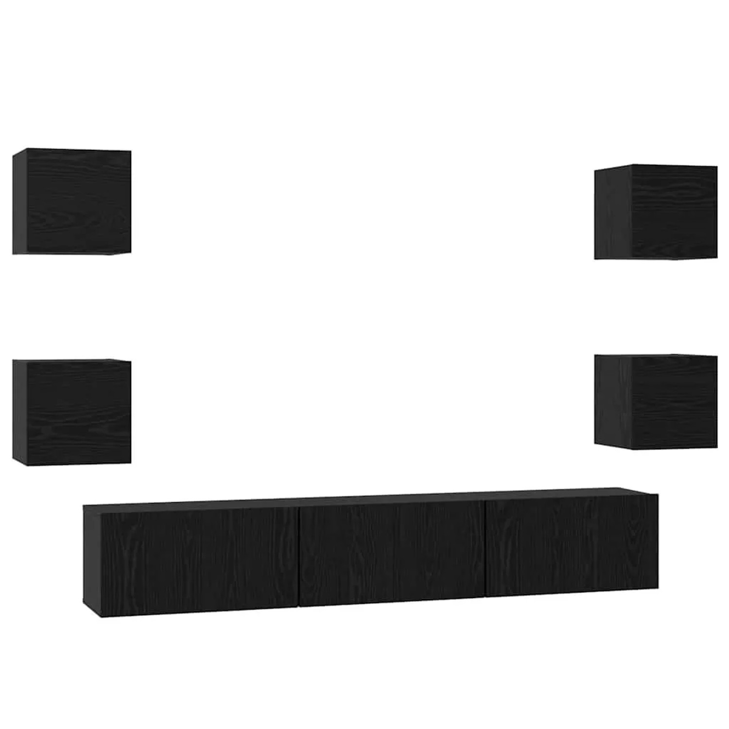 vidaXL TV-Schrankset 7-Tlg Schwarz Eichen-Optik Holzwerkstoff 3393397
