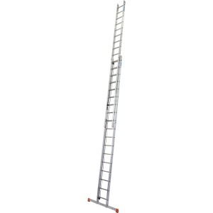 Krause Robilo Seilzug-Leiter 2x18 Sprossen, ausgefahren, mit breiter Traverse für sicheren Stand.