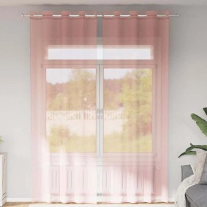 vidaXL Voile Vorhänge mit Ösen 2 Stk Rosa 140x260 cm 4102099
