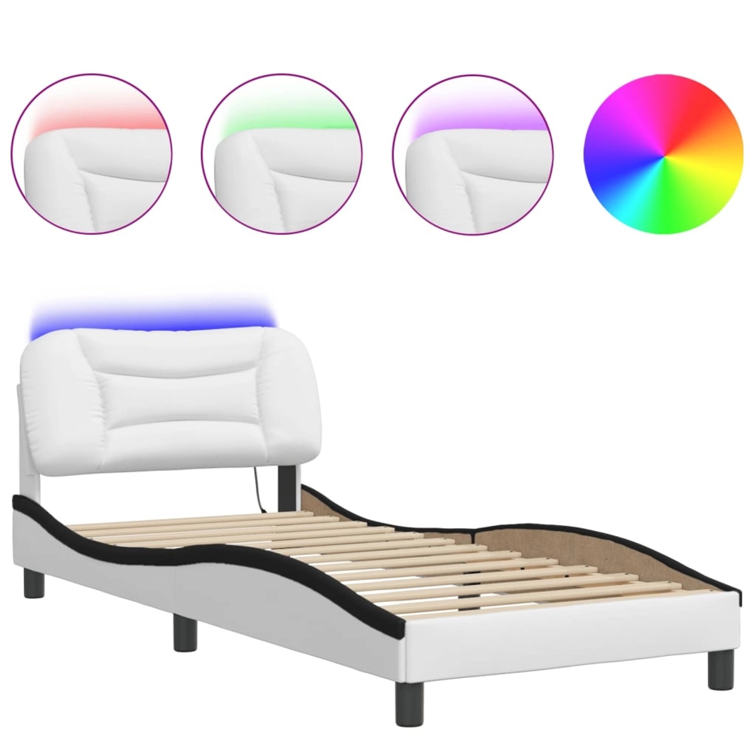 vidaXL Bettgestell mit LED ohne Matratze Hvar Weiß und Schwarz 90x190 cm Ku günstig online kaufen