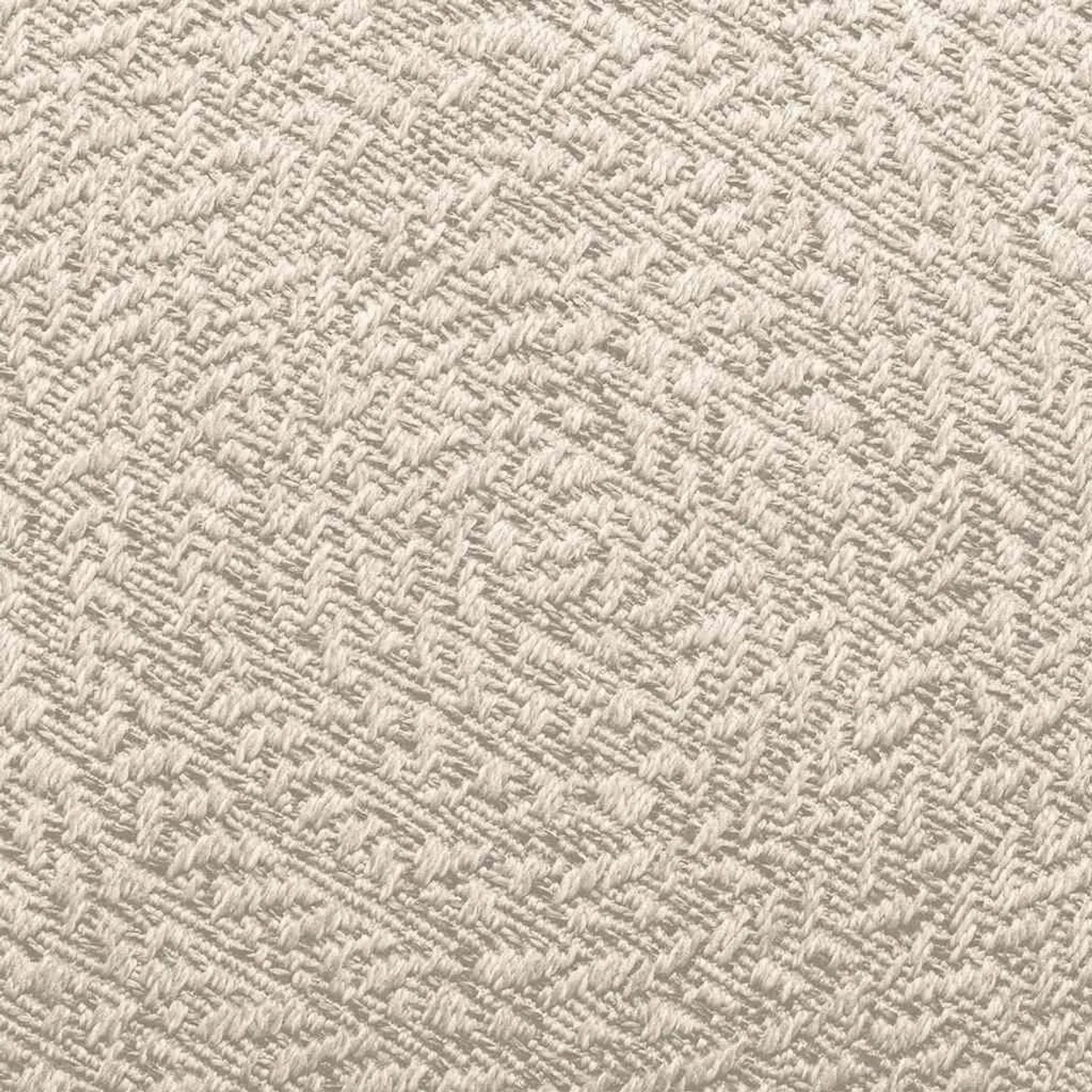 Cremefarbener Outdoor-Teppich in Jute-Optik. Nahaufnahme der gewebten Polypropylen-Struktur für Innen & Außen.