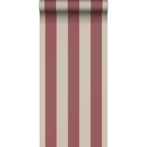 Sanders & Sanders Tapete Streifen Dunkelrot und Beige 53 cm x 10.05 m