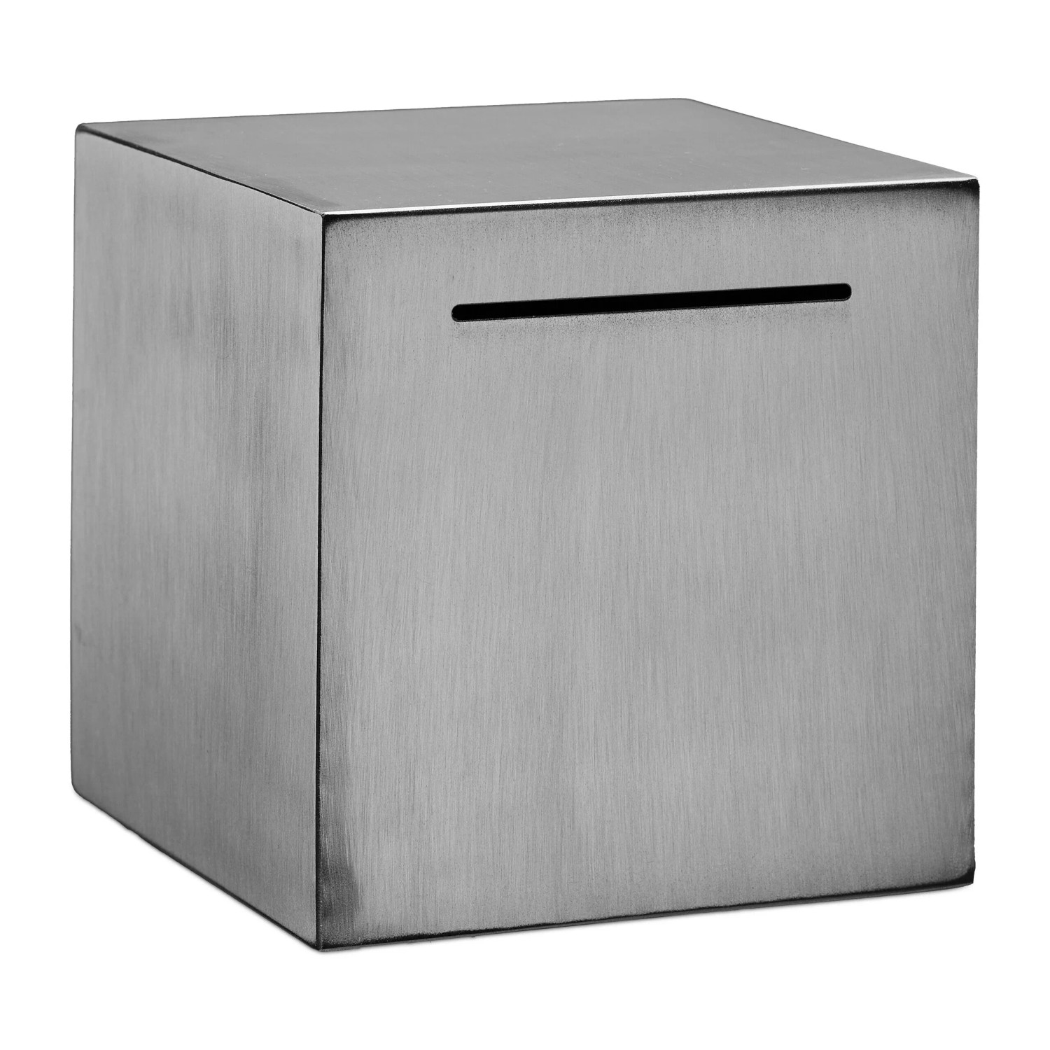 Relaxdays Sparwürfel Edelstahl Silber Ohne Öffnung 15 cm x 15 cm x 15 cm 0,5 kg