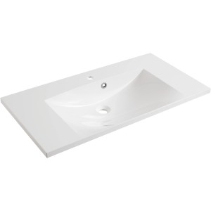 Fackelmann Einzelwaschtisch B.Clever, 90 cm, Weiß Hochglanz. Waschbecken für Badmöbel.