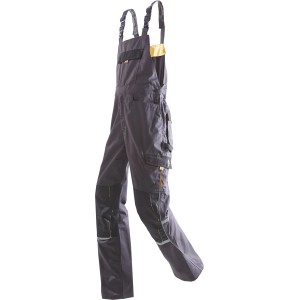 Roadsign Herren-Latzhose in Anthrazit/Gelb, Größe 56, mit praktischen Taschen und reflektierenden Details.