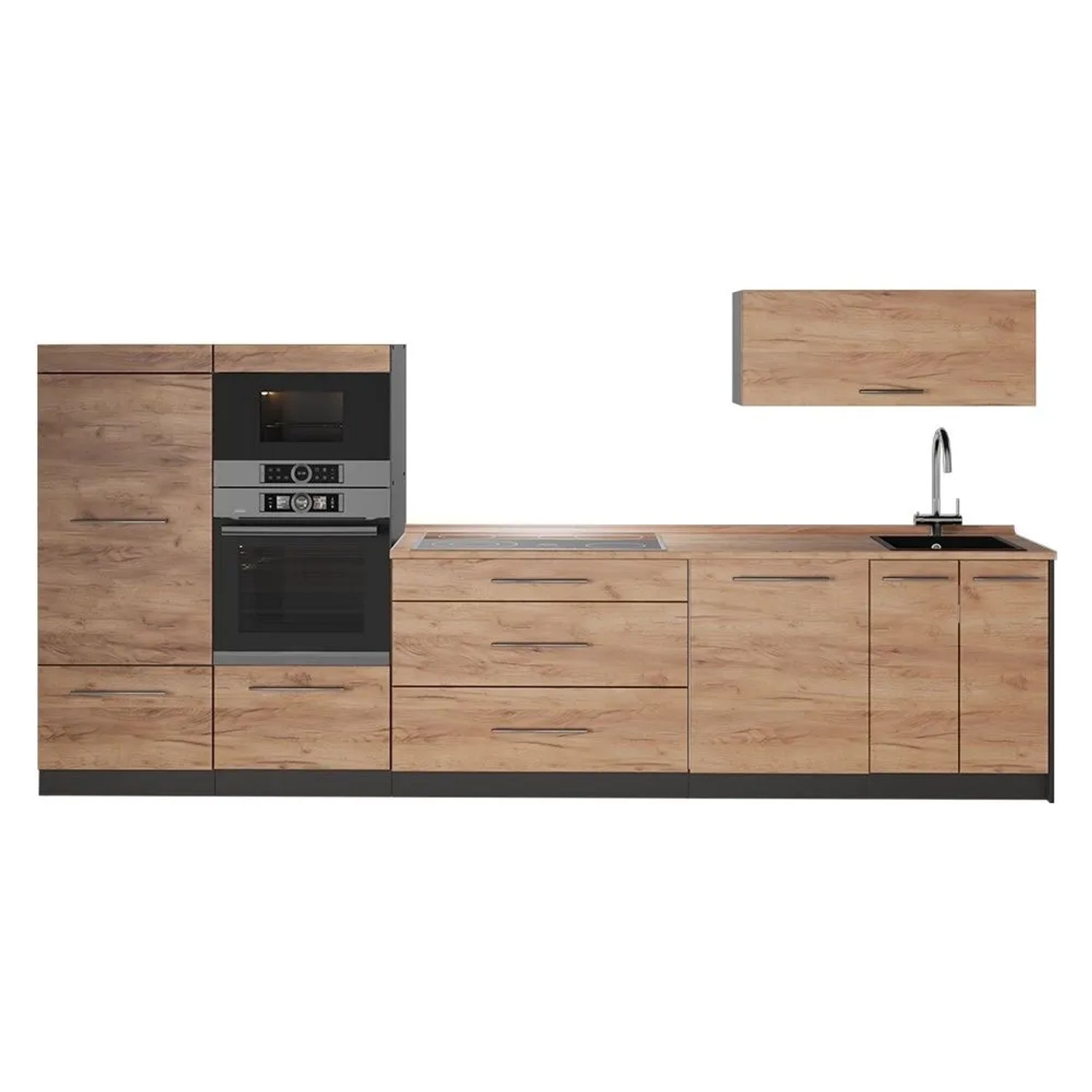 Vicco Küchenzeile Fame-Line Goldkraft Eiche/Anthrazit 340 x 154 AP Eiche Art Nr 64483