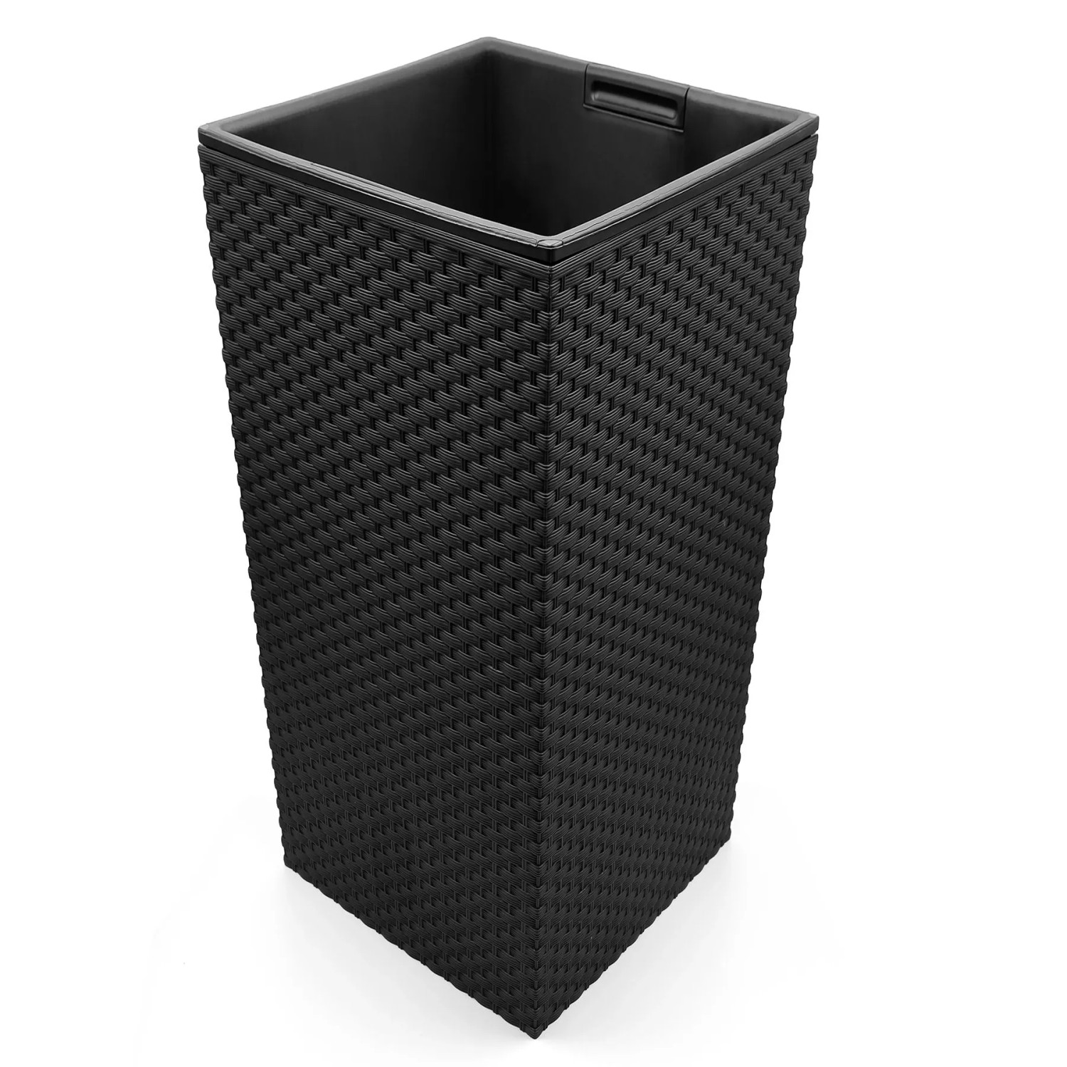 BigDean 2x Blumentopf In Rattanoptik Pflanzkübel Mit Einsatz 26,5 x 26,5 x 50 cm