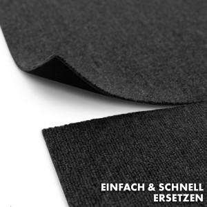 Anthrazitfarbene KARAT Teppichfliese Moscow meliert, 50x50 cm, pflegeleicht und robust.