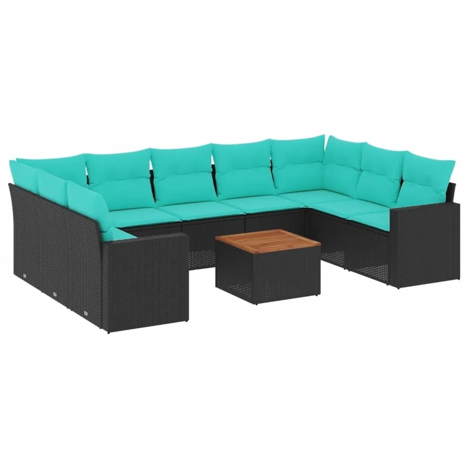 vidaXL 10 Tlg Garten-Sofagarnitur mit Kissen Schwarz Poly Rattan 3256596